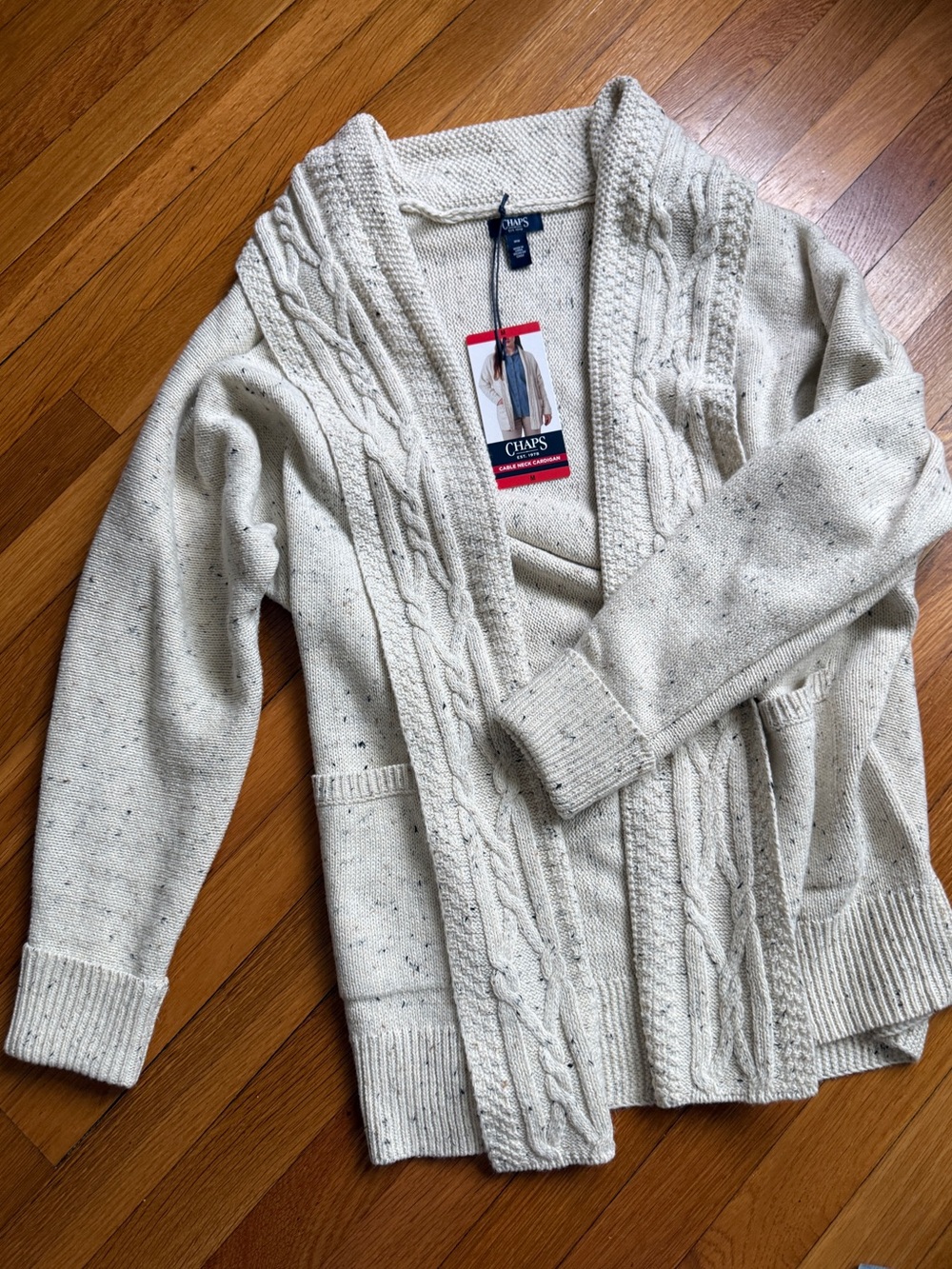 Chaps cable neck cardigan Sweater M
